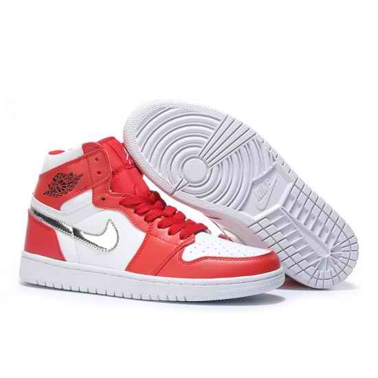 Air Jordan 1 Men Shoes White Red Sliver